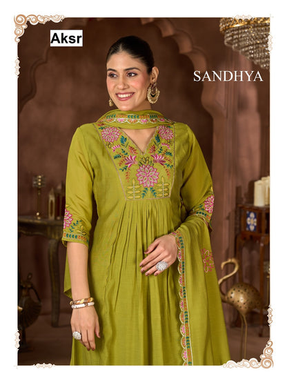 Sandhya Aksr Chanderi Readymade Anarkali Suits Supplier Gujarat