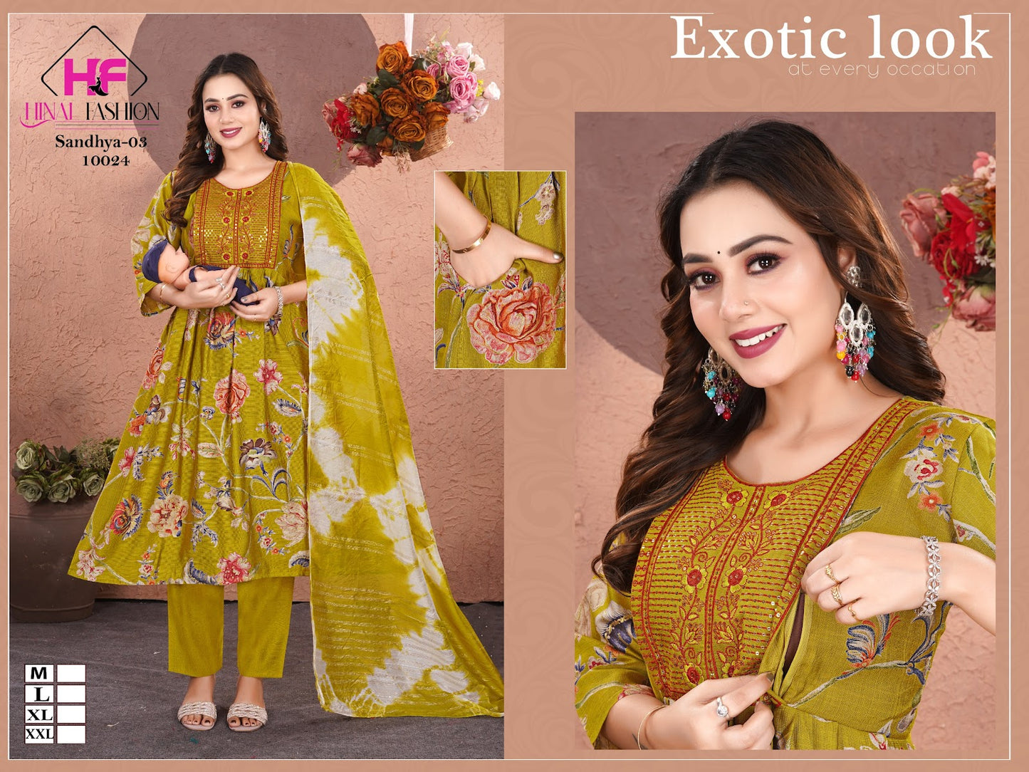 Sandhya Vol 3 Hinal Fashion Vatican Silk Feeding Readymade Suit Wholesaler Ahmedabad