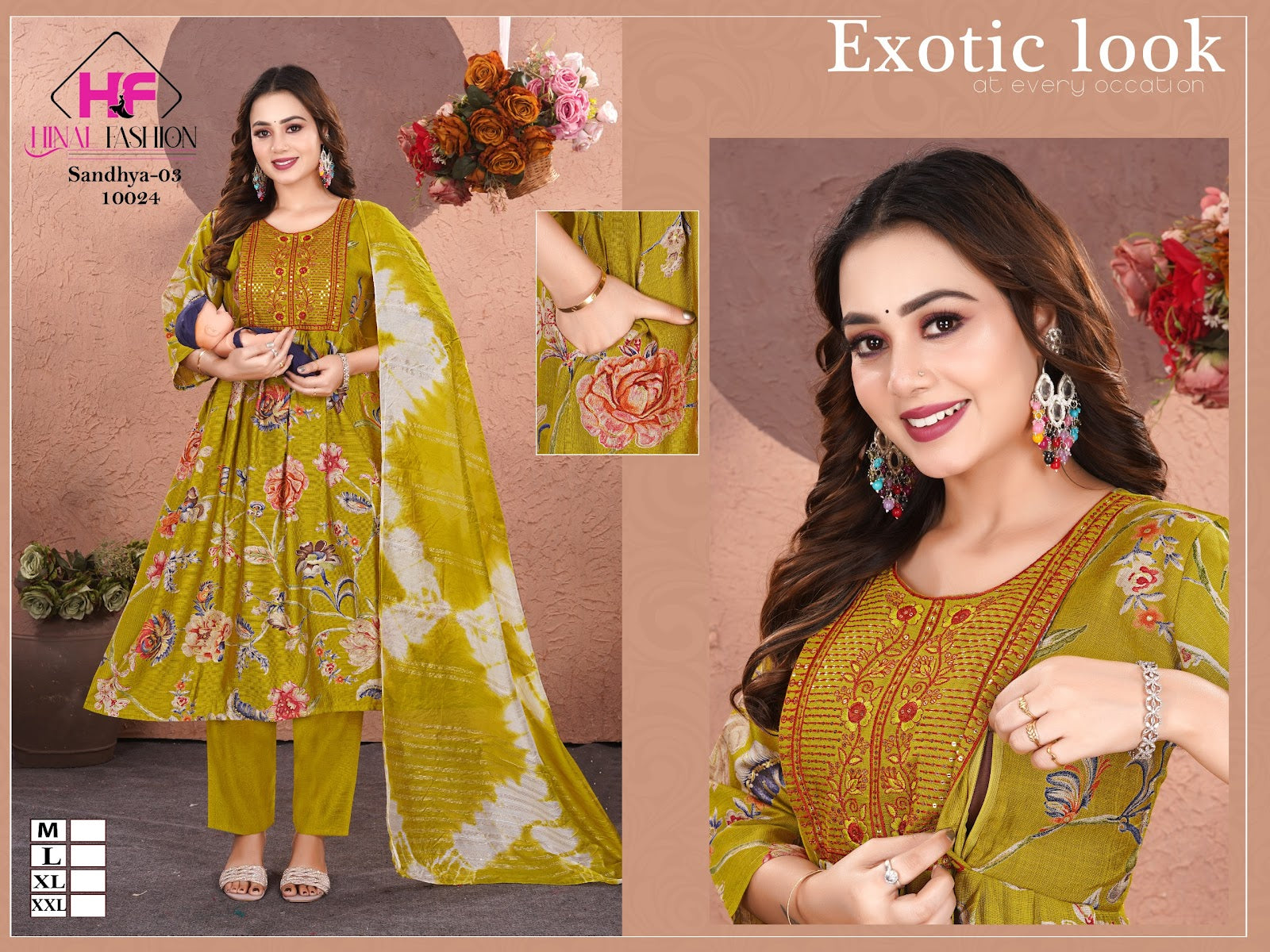 Sandhya Vol 3 Hinal Fashion Vatican Silk Feeding Readymade Suit Wholesaler Ahmedabad