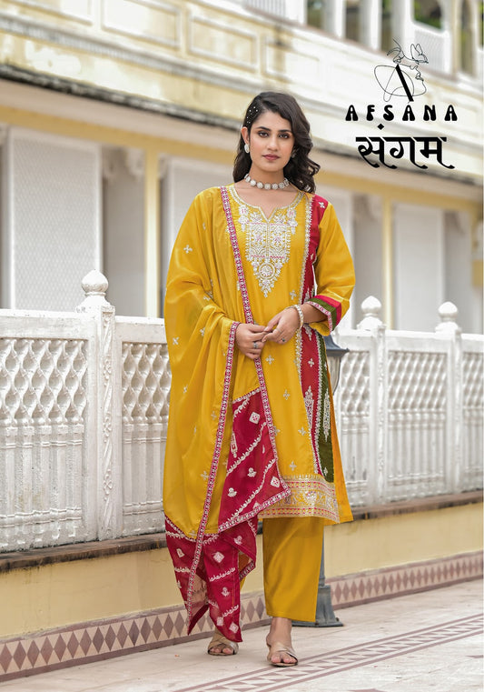 Sangam Afsana Organza Readymade Pant Style Suits Wholesale