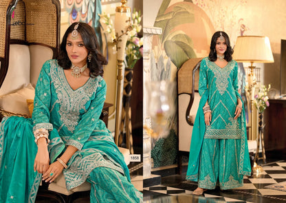 Sangam Eba Lifestyle Chinon Readymade Plazzo Style Suits Wholesaler Gujarat