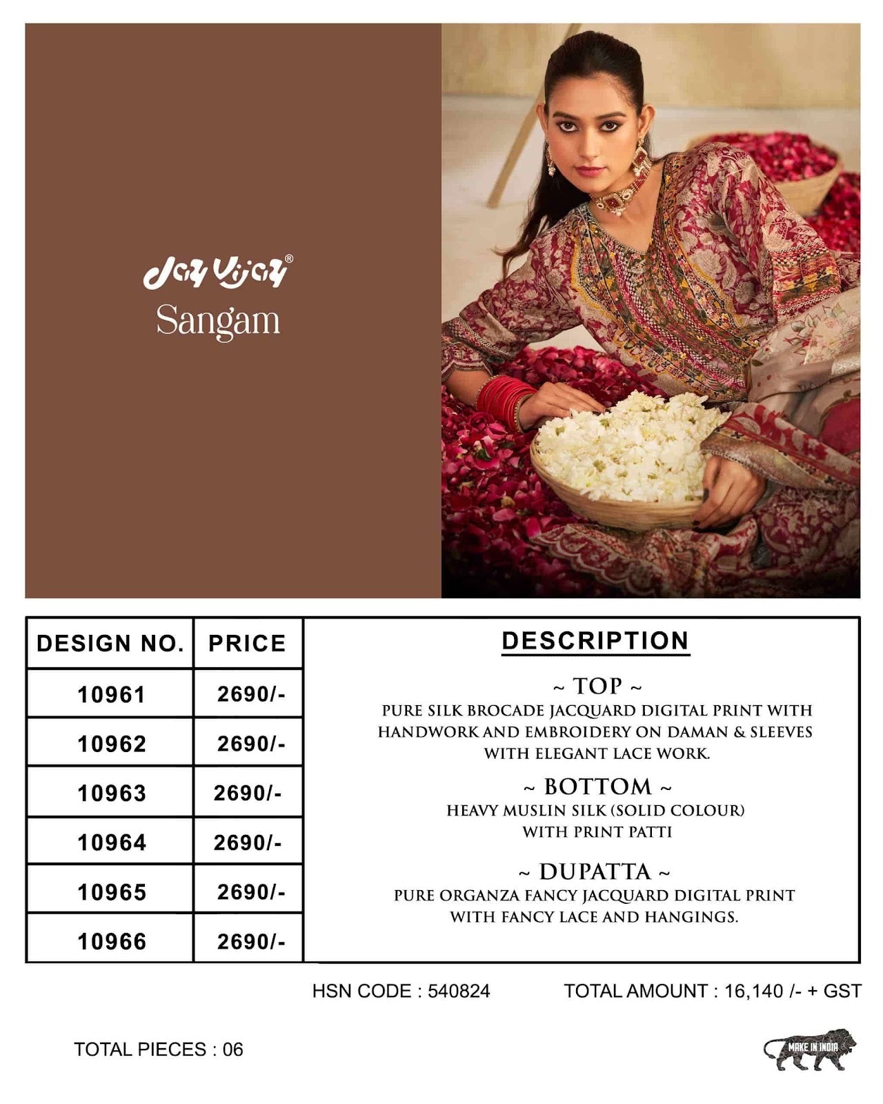 Sangam Jay Vijay Silk Pant Style Suits Wholesale Rate