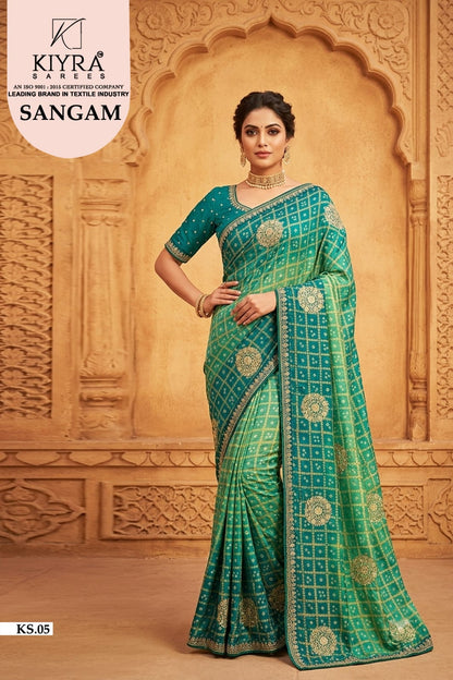 Sangam Kiyra Moss Sarees Wholesaler Ahmedabad