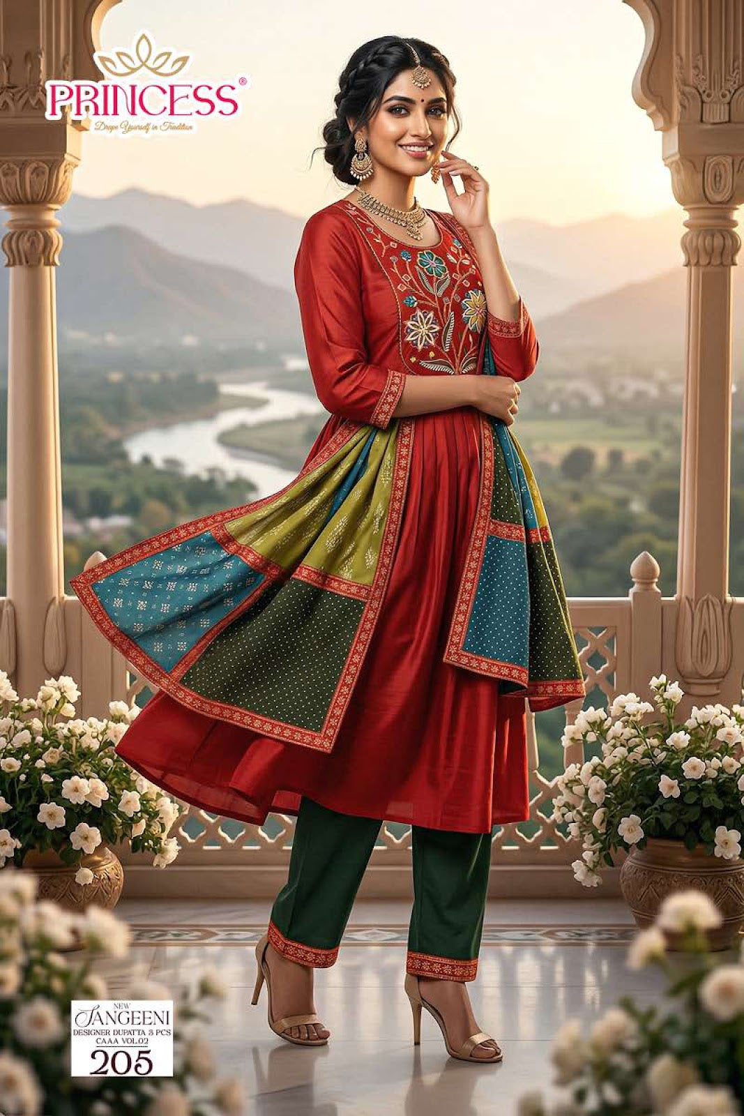 Sangeeni Vol 2 Princess Creation Roman Readymade Anarkali Suits Wholesaler