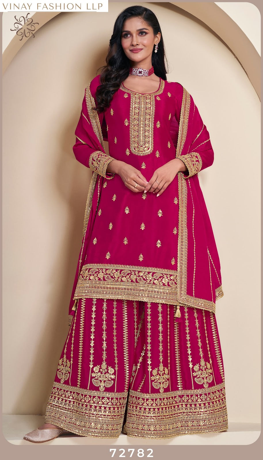 Sangeet Kuleesh Vinay Fashion Llp Chinon Sharara Style Suits Wholesale