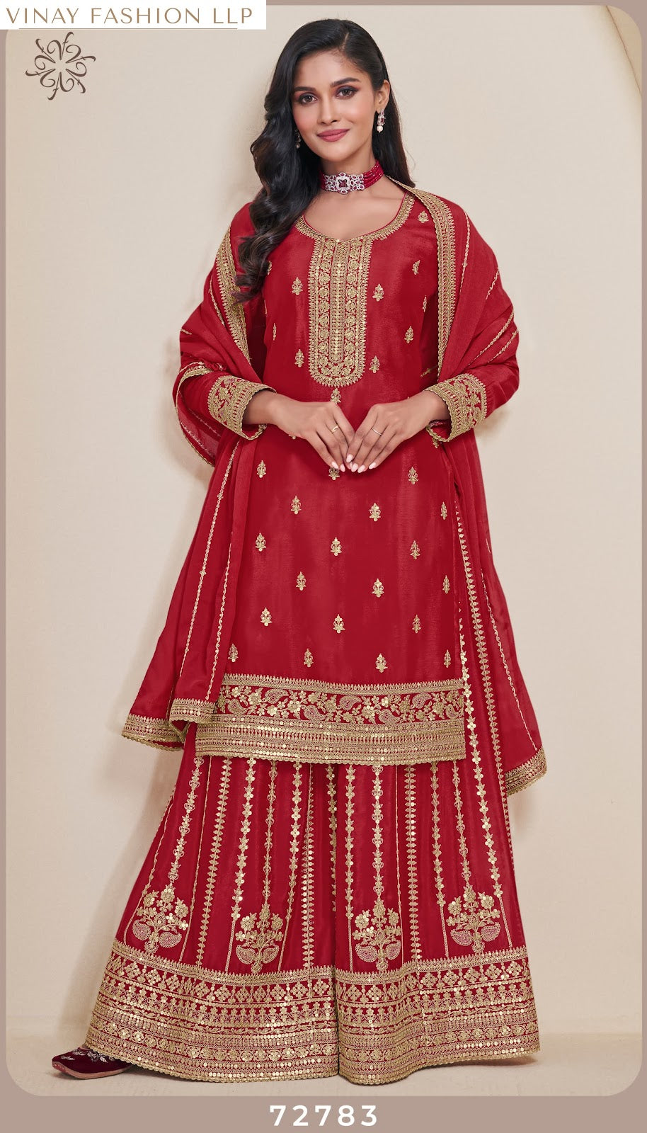 Sangeet Kuleesh Vinay Fashion Llp Chinon Sharara Style Suits Wholesale