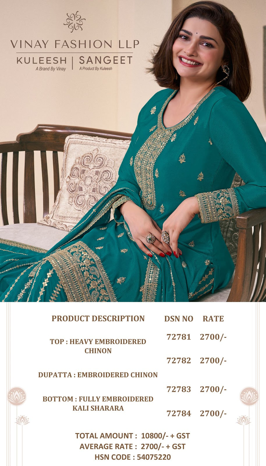 Sangeet Kuleesh Vinay Fashion Llp Chinon Sharara Style Suits Wholesale