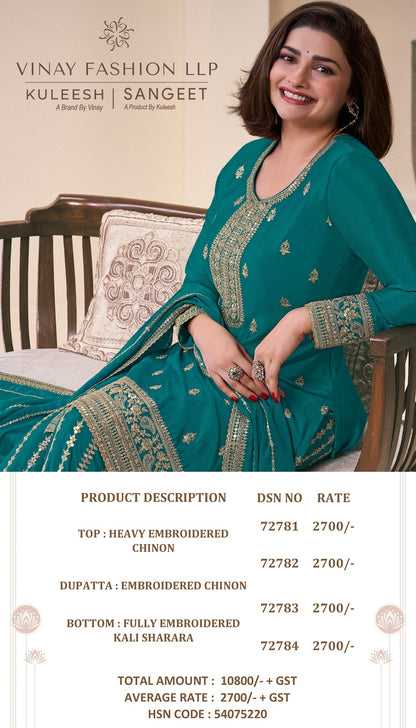 Sangeet Kuleesh Vinay Fashion Llp Chinon Sharara Style Suits Wholesale