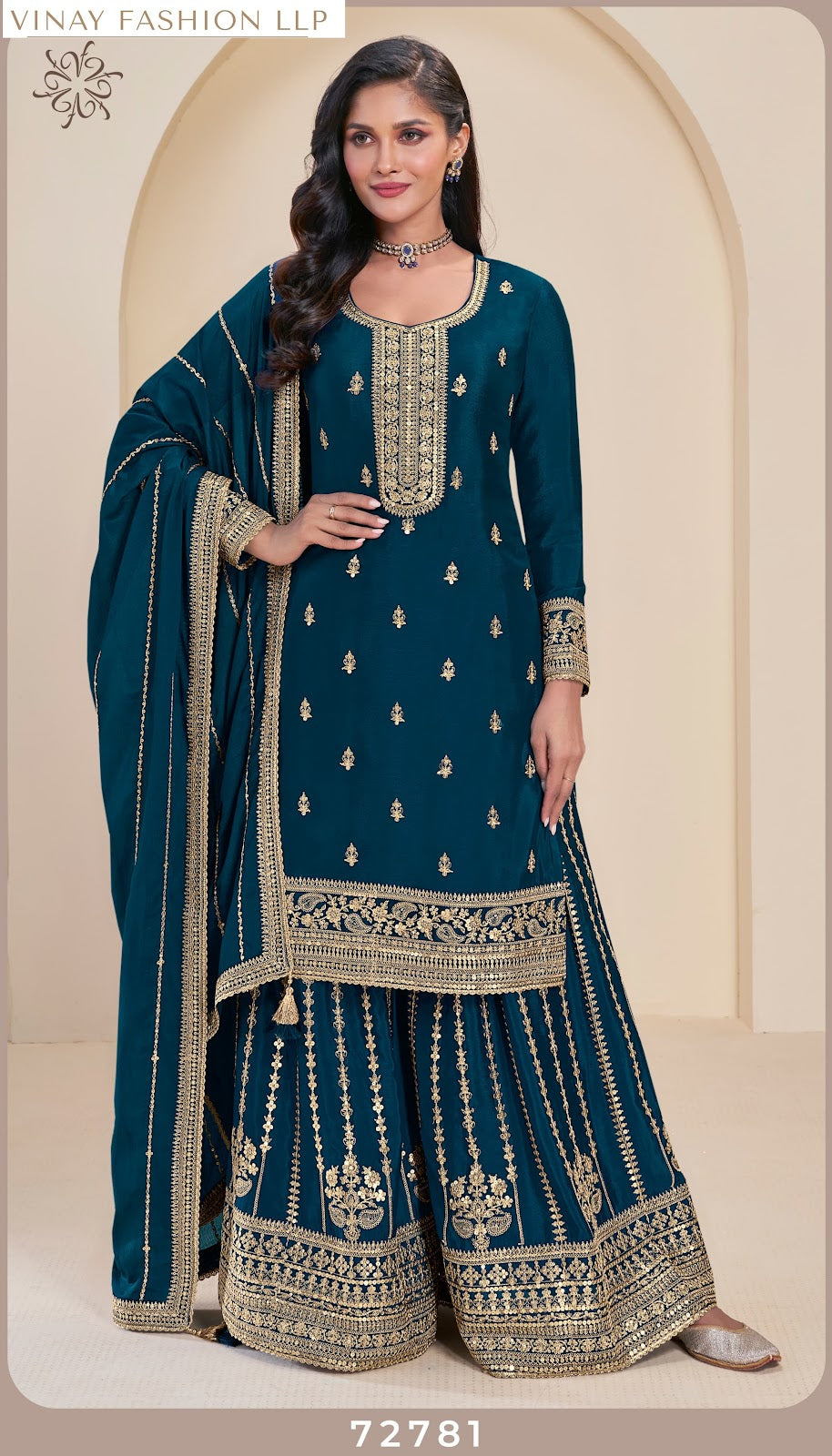 Sangeet Kuleesh Vinay Fashion Llp Chinon Sharara Style Suits Wholesale