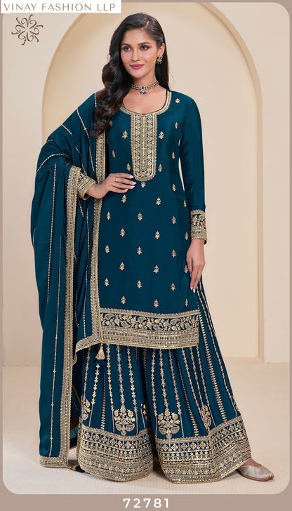 Sangeet Kuleesh Vinay Fashion Llp Chinon Sharara Style Suits Wholesale