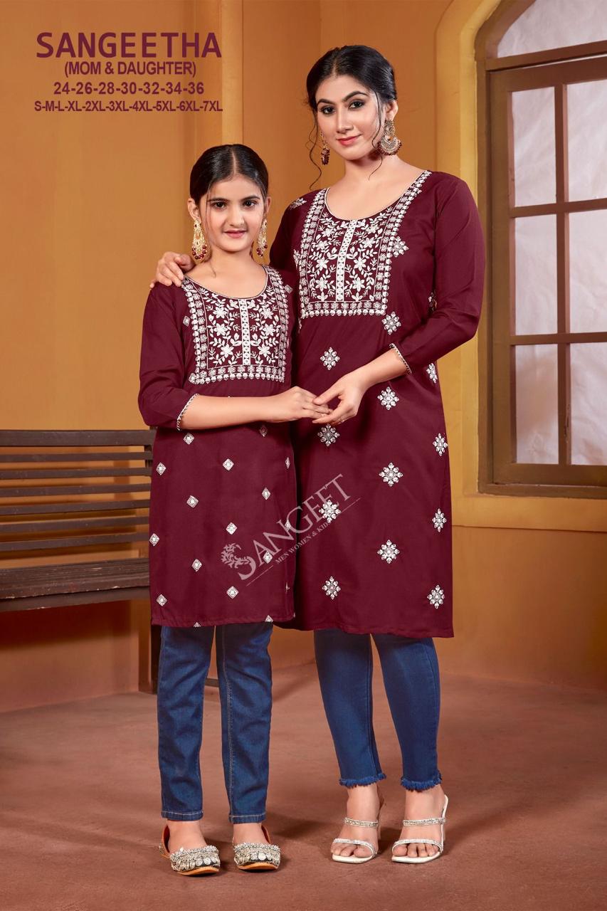 Sangeetha Sangeet Crepe Knee Length Kurtis Wholesaler India