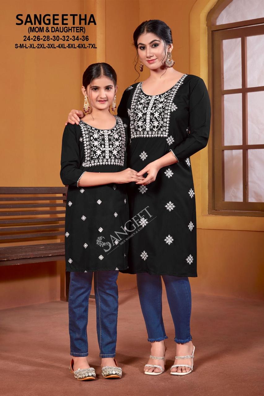 Sangeetha Sangeet Crepe Knee Length Kurtis Wholesaler India