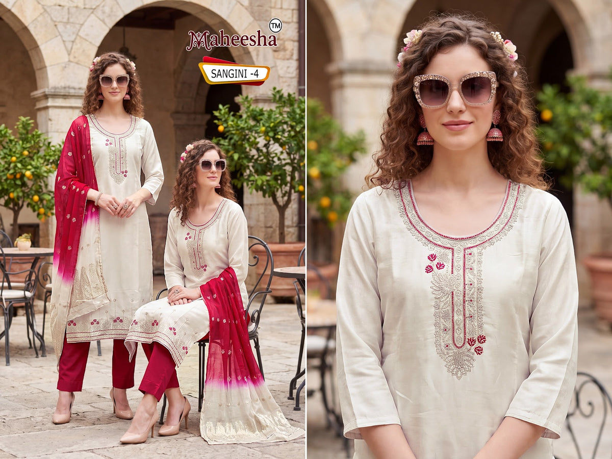 Sangini Maheesha Roman Readymade Pant Style Suits Wholesale Rate