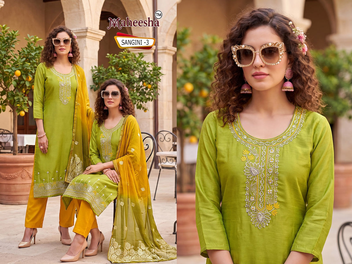 Sangini Maheesha Roman Readymade Pant Style Suits Wholesale Rate