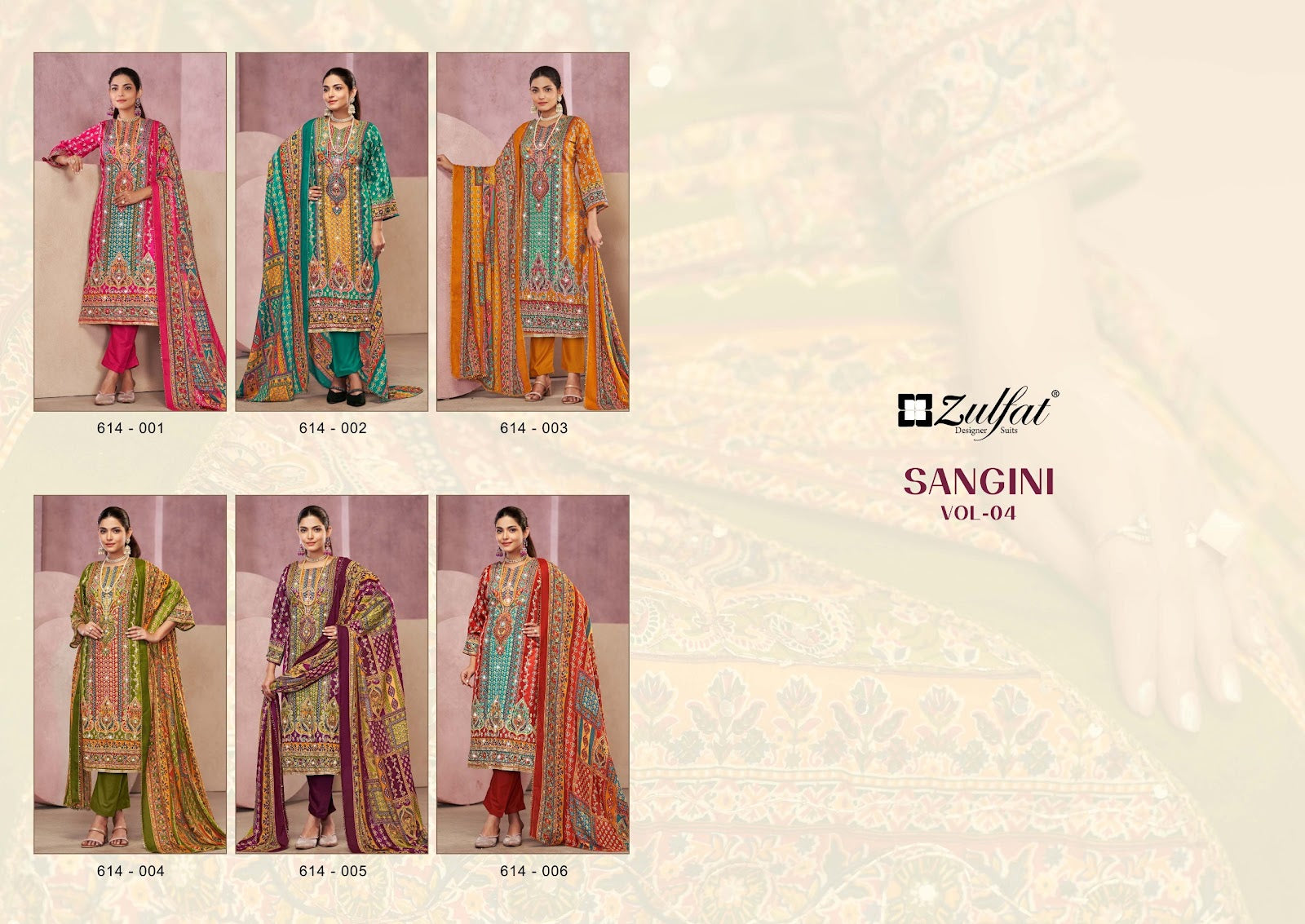 Sangini Vol 4 Zulfat Designer Jam Cotton Karachi Salwar Suits Supplier Ahmedabad