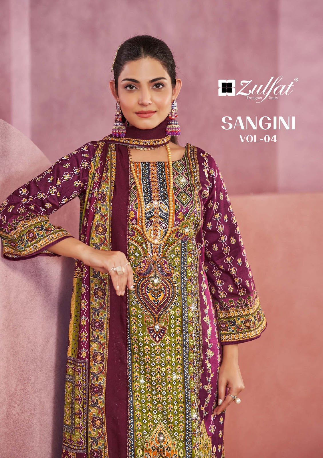 Sangini Vol 4 Zulfat Designer Jam Cotton Karachi Salwar Suits Supplier Ahmedabad