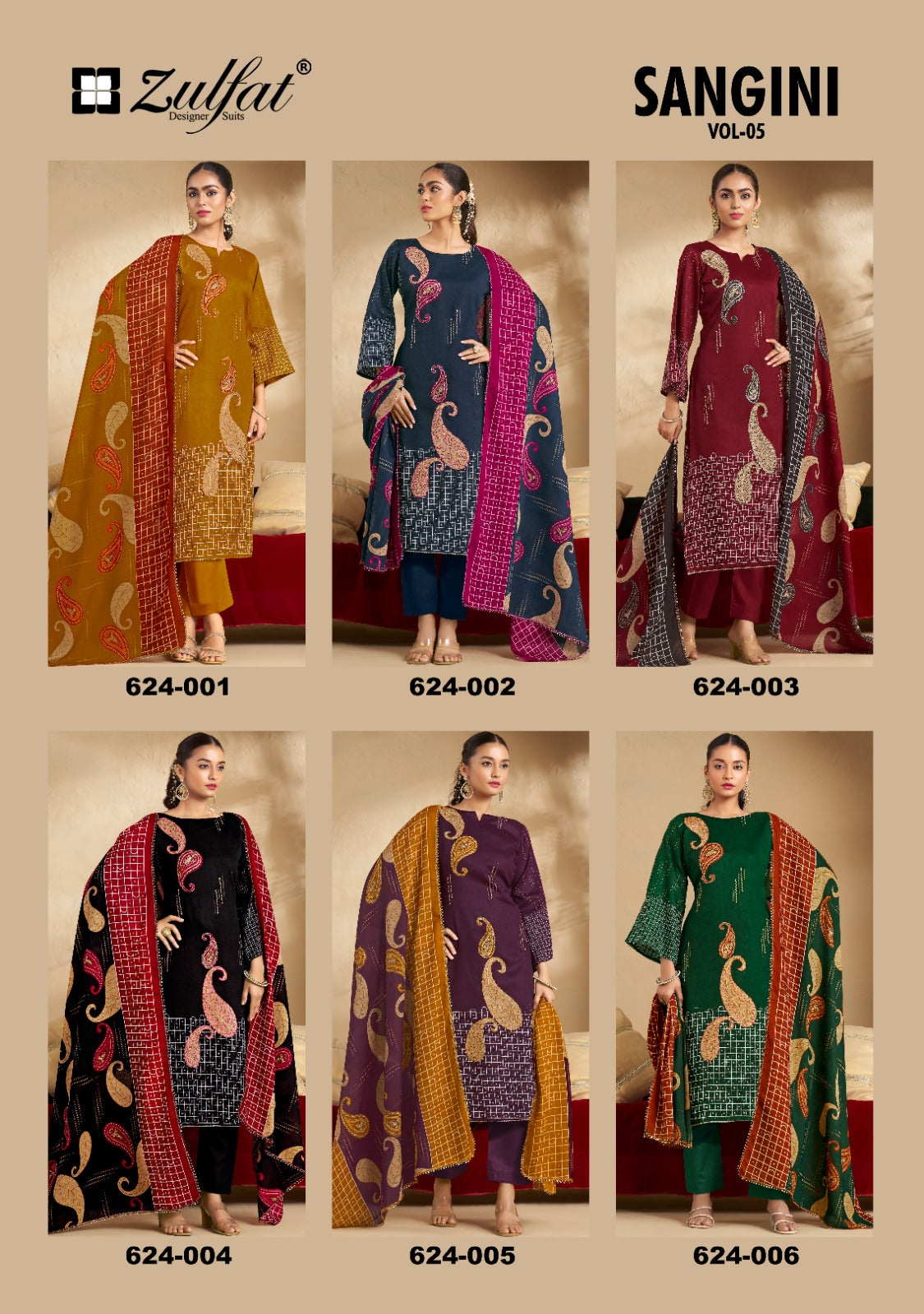 Sangini Vol 5 Zulfat Designer Jam Cotton Karachi Salwar Suits Manufacturer India