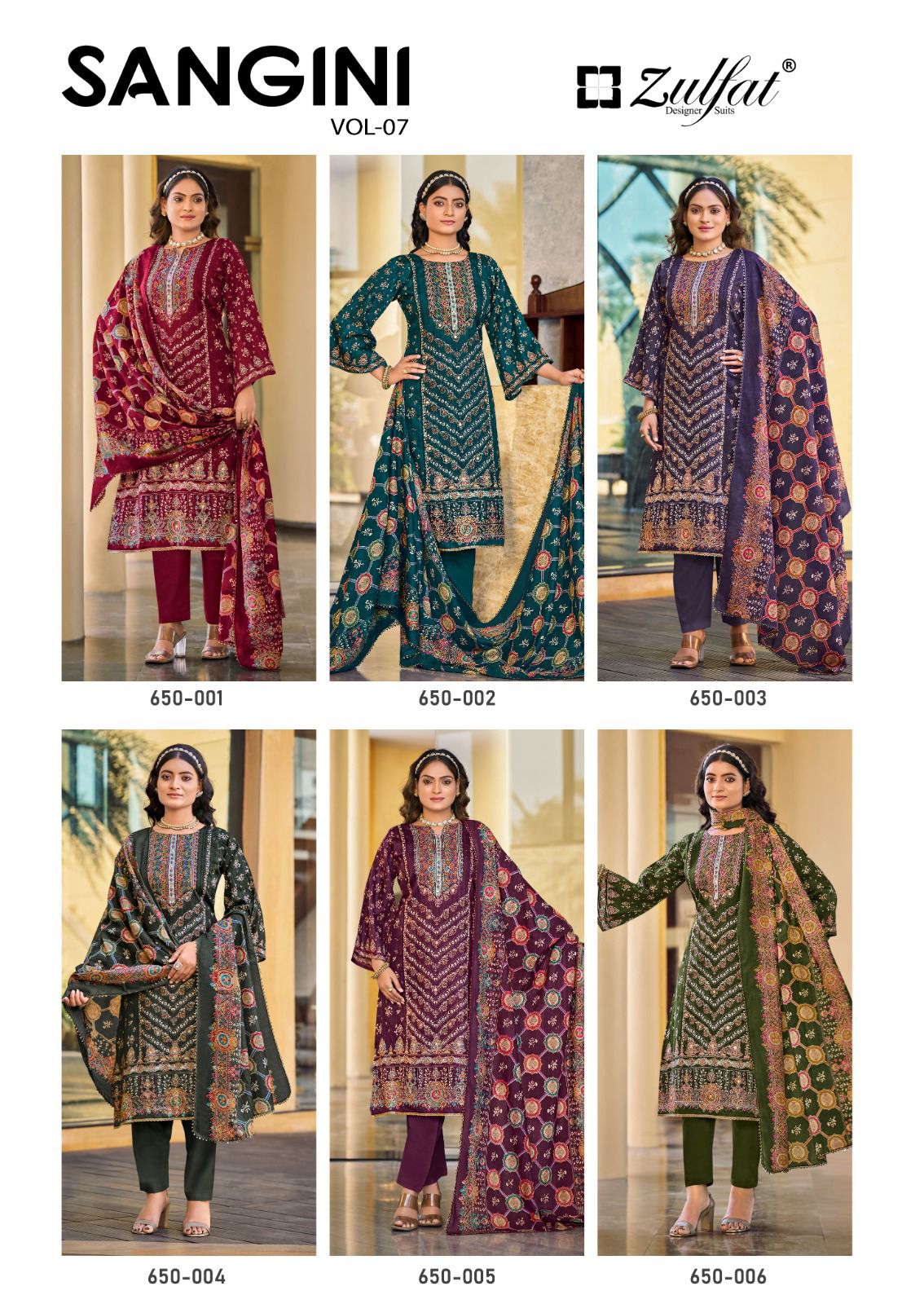 Sangini Vol 7 Zulfat Designer Jam Cotton Karachi Salwar Suits Wholesale Price