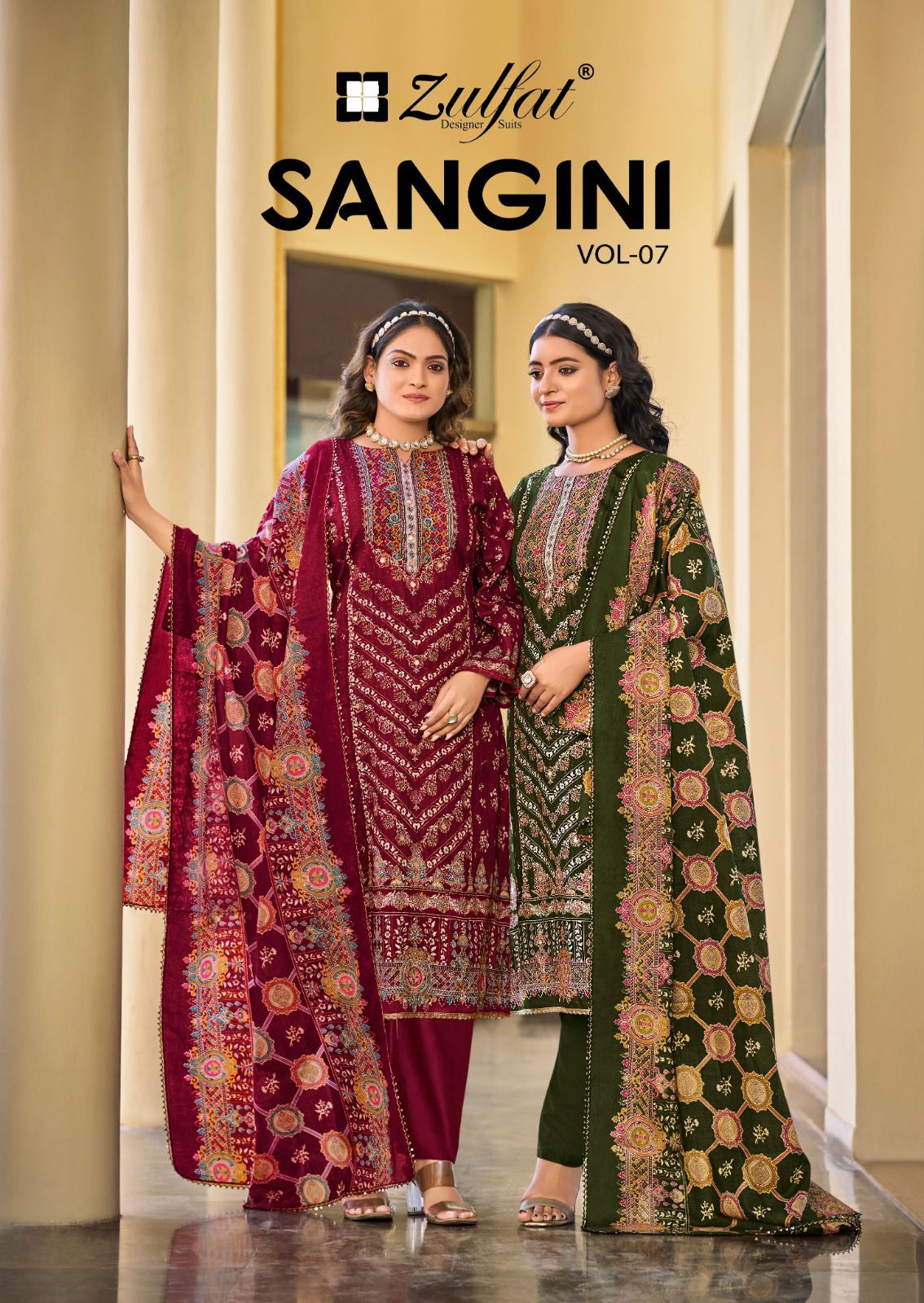 Sangini Vol 7 Zulfat Designer Jam Cotton Karachi Salwar Suits Wholesale Price