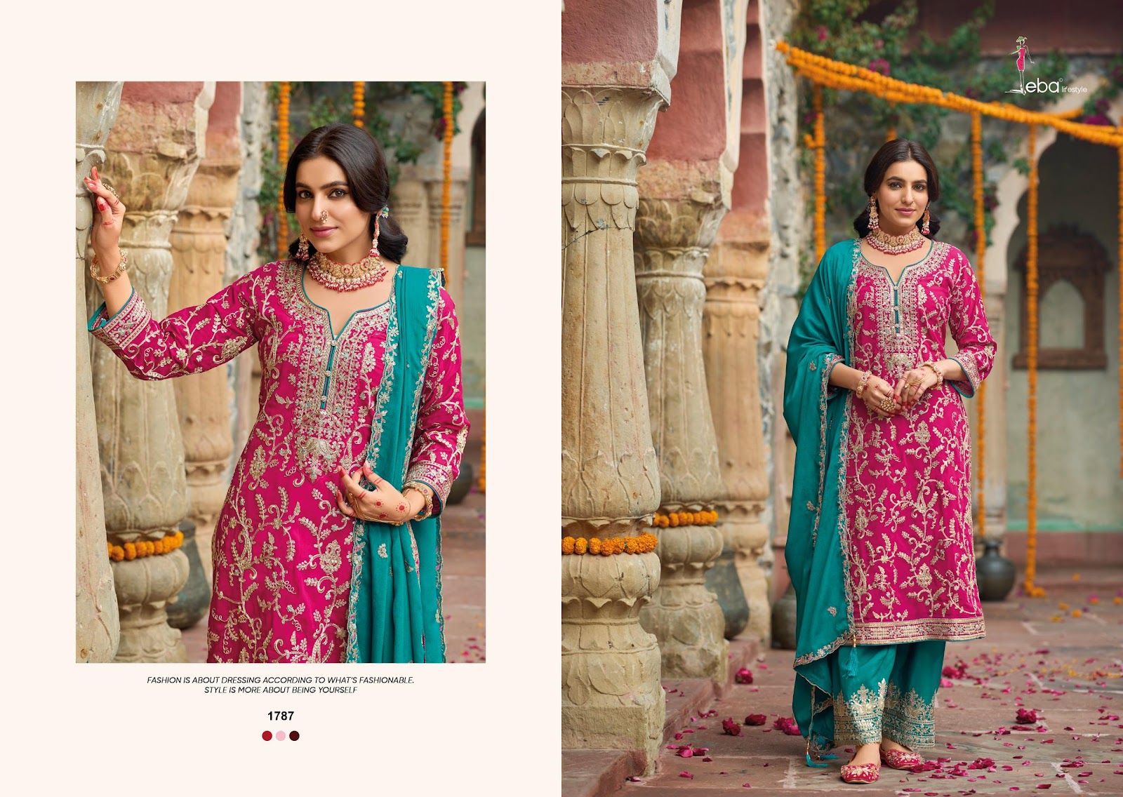 Sangit Eba Lifestyle Chinon Readymade Plazzo Style Suits Manufacturer India