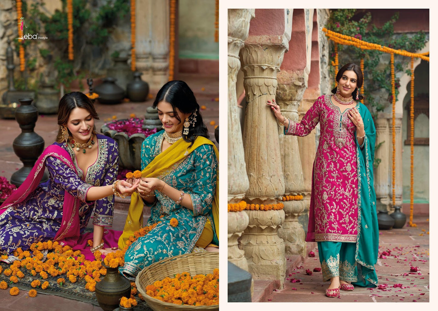 Sangit Eba Lifestyle Chinon Readymade Plazzo Style Suits Manufacturer India