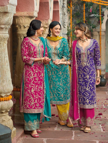 Sangit Eba Lifestyle Chinon Readymade Plazzo Style Suits Manufacturer India