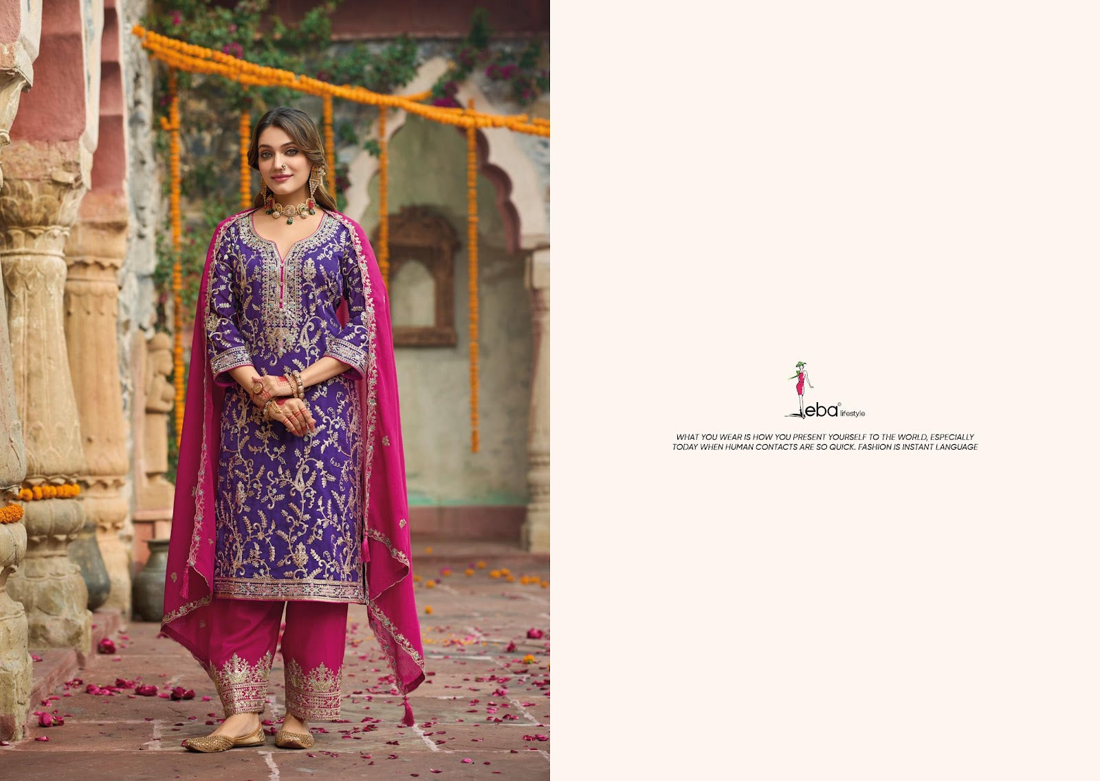 Sangit Eba Lifestyle Chinon Readymade Plazzo Style Suits Manufacturer India