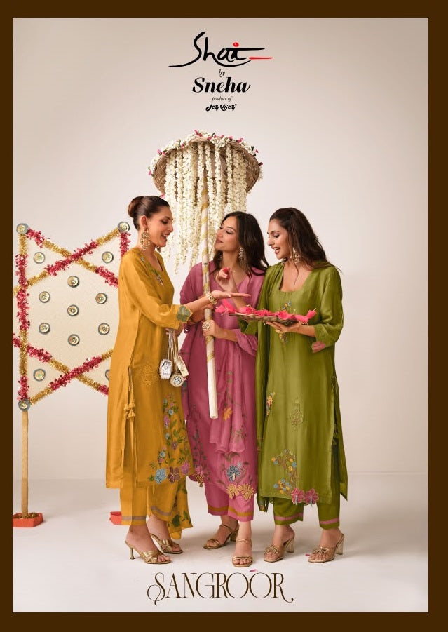 Sangroor Jay Vijay Shai Bemberg Pant Style Suits Exporter Gujarat