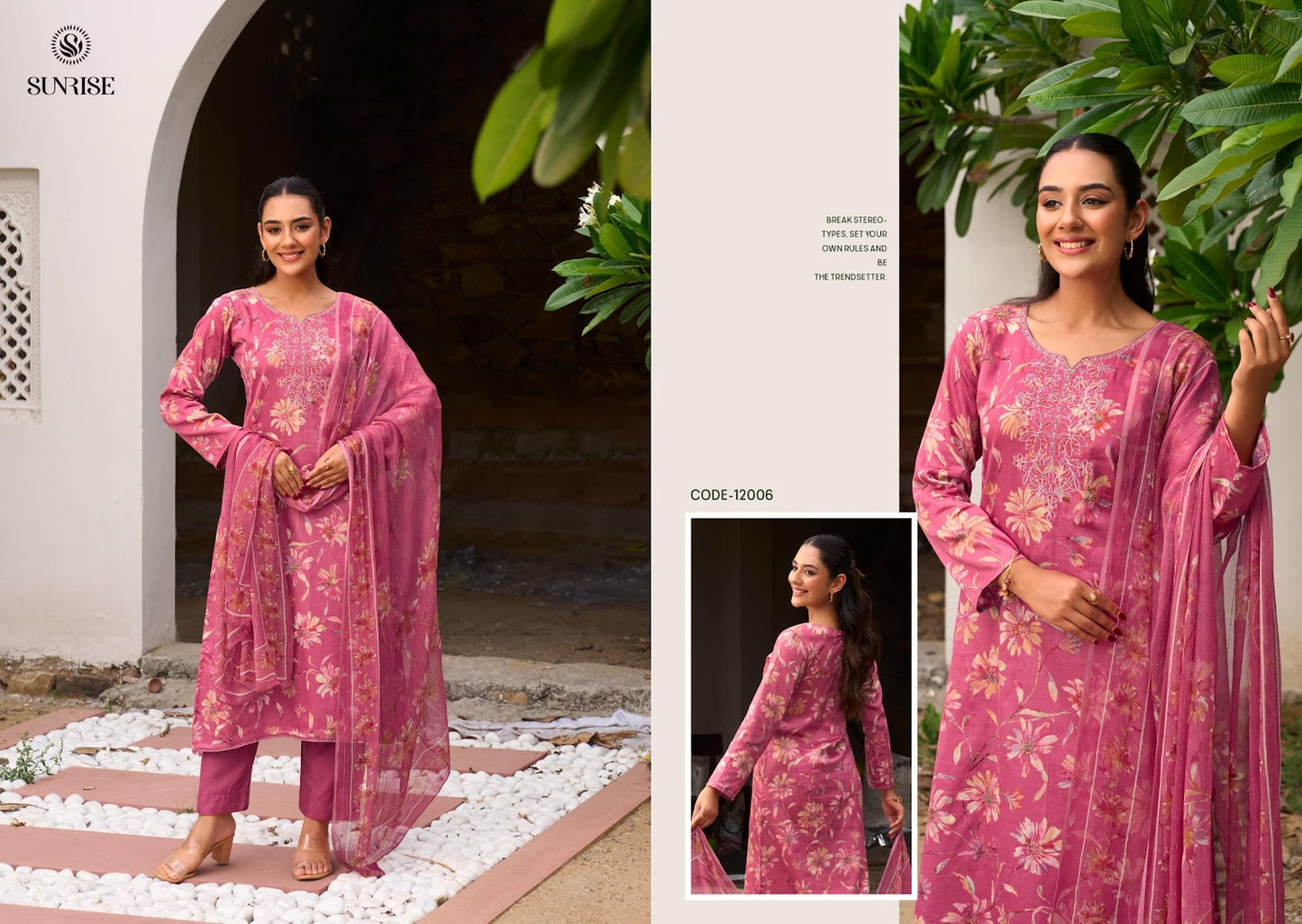 Sania Vol 12 Sunrise Jam Satin Pant Style Suits Supplier Gujarat