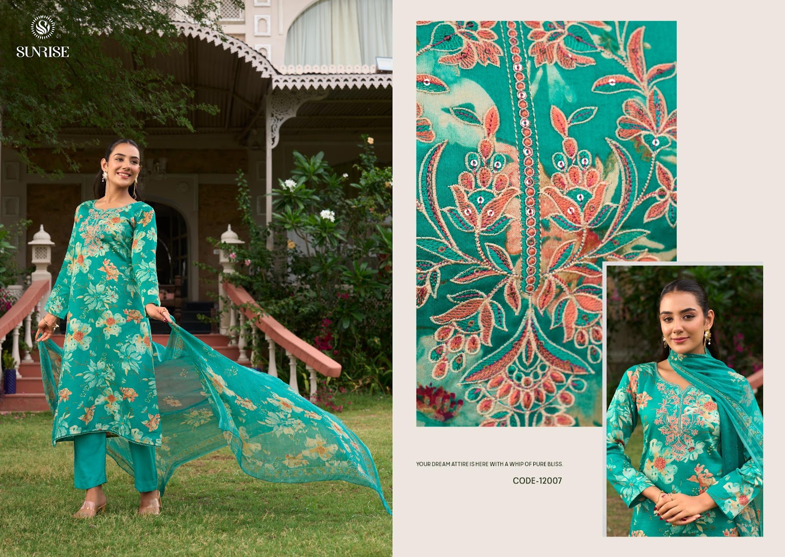 Sania Vol 12 Sunrise Jam Satin Pant Style Suits Supplier Gujarat