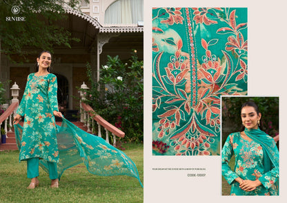 Sania Vol 12 Sunrise Jam Satin Pant Style Suits Supplier Gujarat