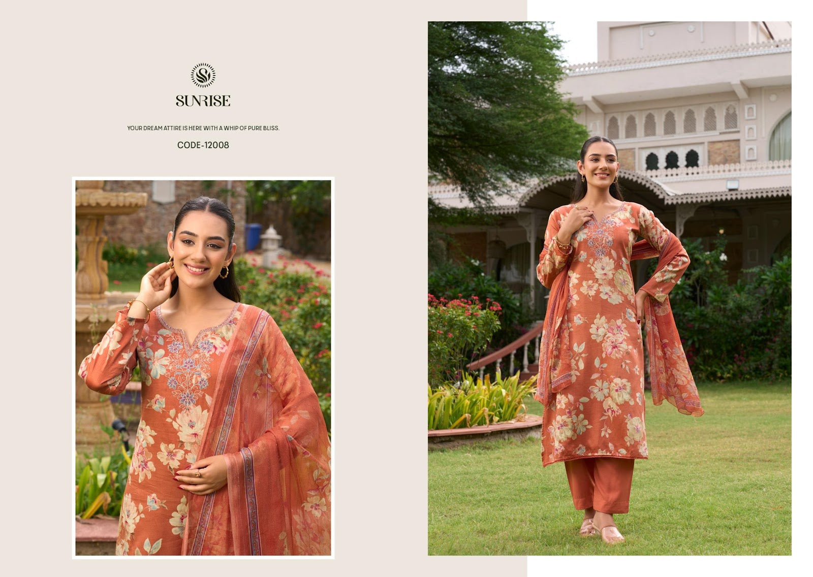 Sania Vol 12 Sunrise Jam Satin Pant Style Suits Supplier Gujarat