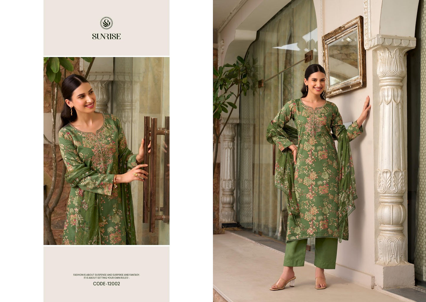 Sania Vol 12 Sunrise Jam Satin Pant Style Suits Supplier Gujarat
