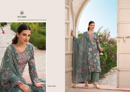 Sania Vol 12 Sunrise Jam Satin Pant Style Suits Supplier Gujarat