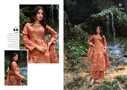 Sania Vol 13 Sunrise Jam Satin Pant Style Suits Supplier