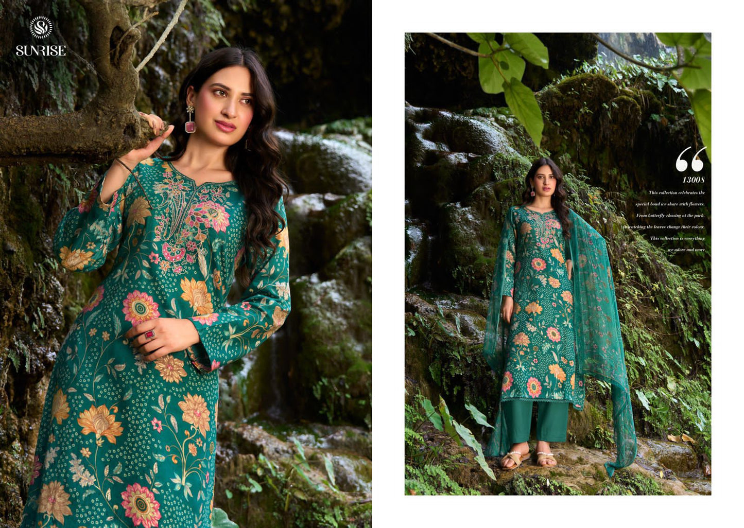 Sania Vol 13 Sunrise Jam Satin Pant Style Suits Supplier