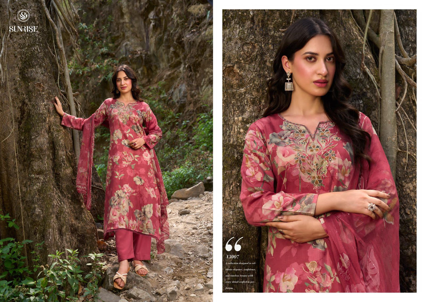 Sania Vol 13 Sunrise Jam Satin Pant Style Suits Supplier