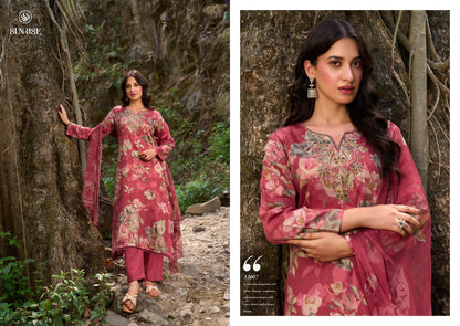Sania Vol 13 Sunrise Jam Satin Pant Style Suits Supplier