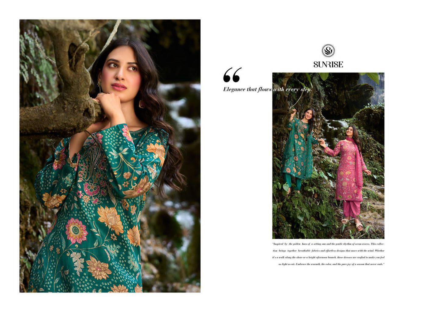Sania Vol 13 Sunrise Jam Satin Pant Style Suits Supplier