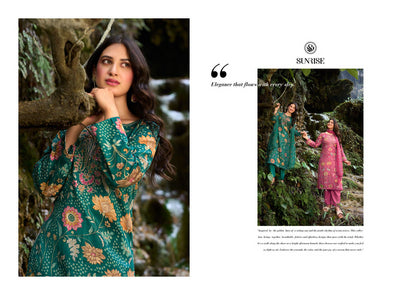 Sania Vol 13 Sunrise Jam Satin Pant Style Suits Supplier