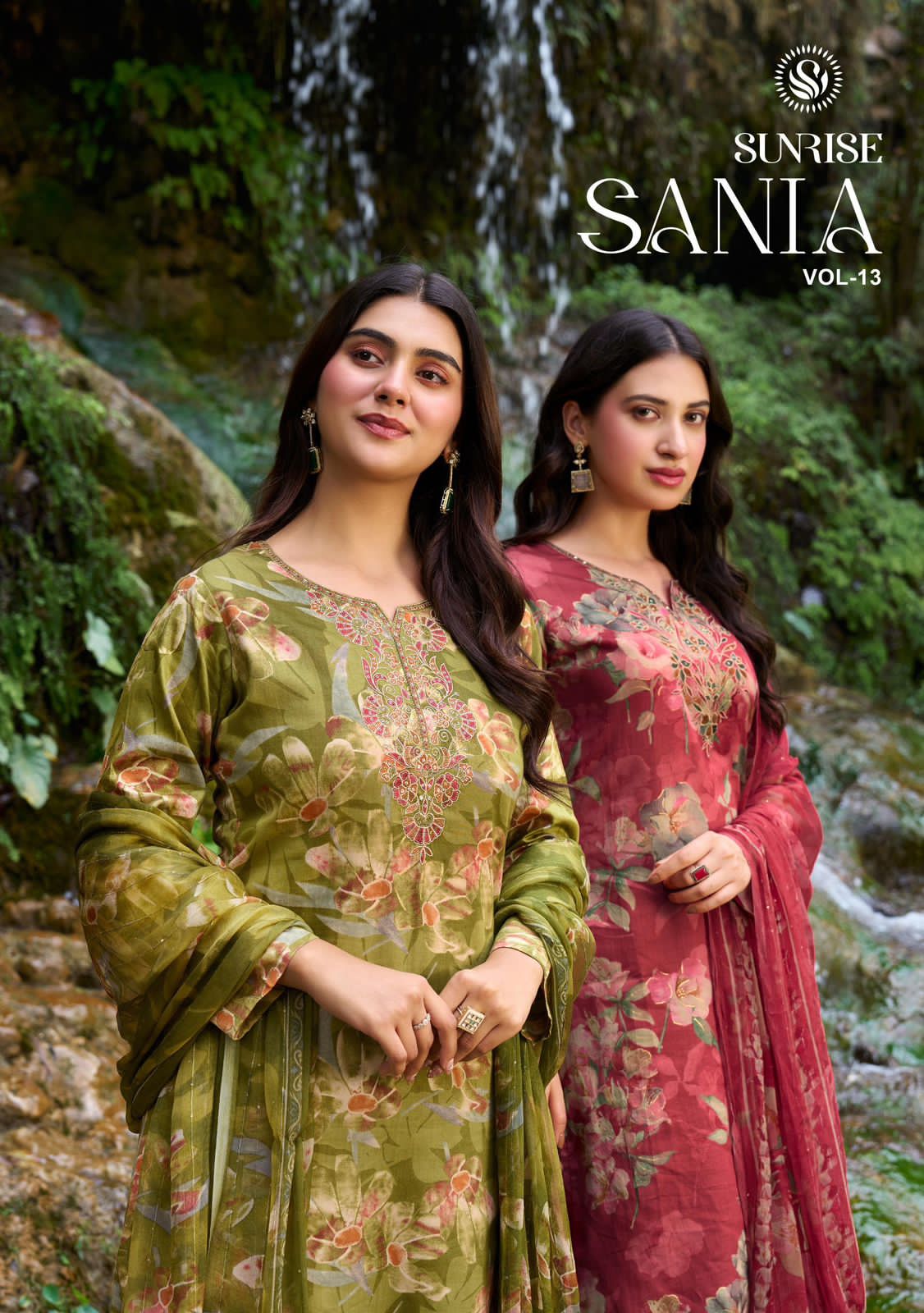 Sania Vol 13 Sunrise Jam Satin Pant Style Suits Supplier