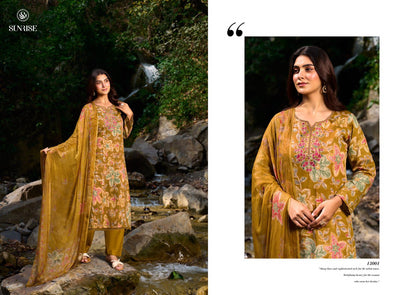 Sania Vol 13 Sunrise Jam Satin Pant Style Suits Supplier