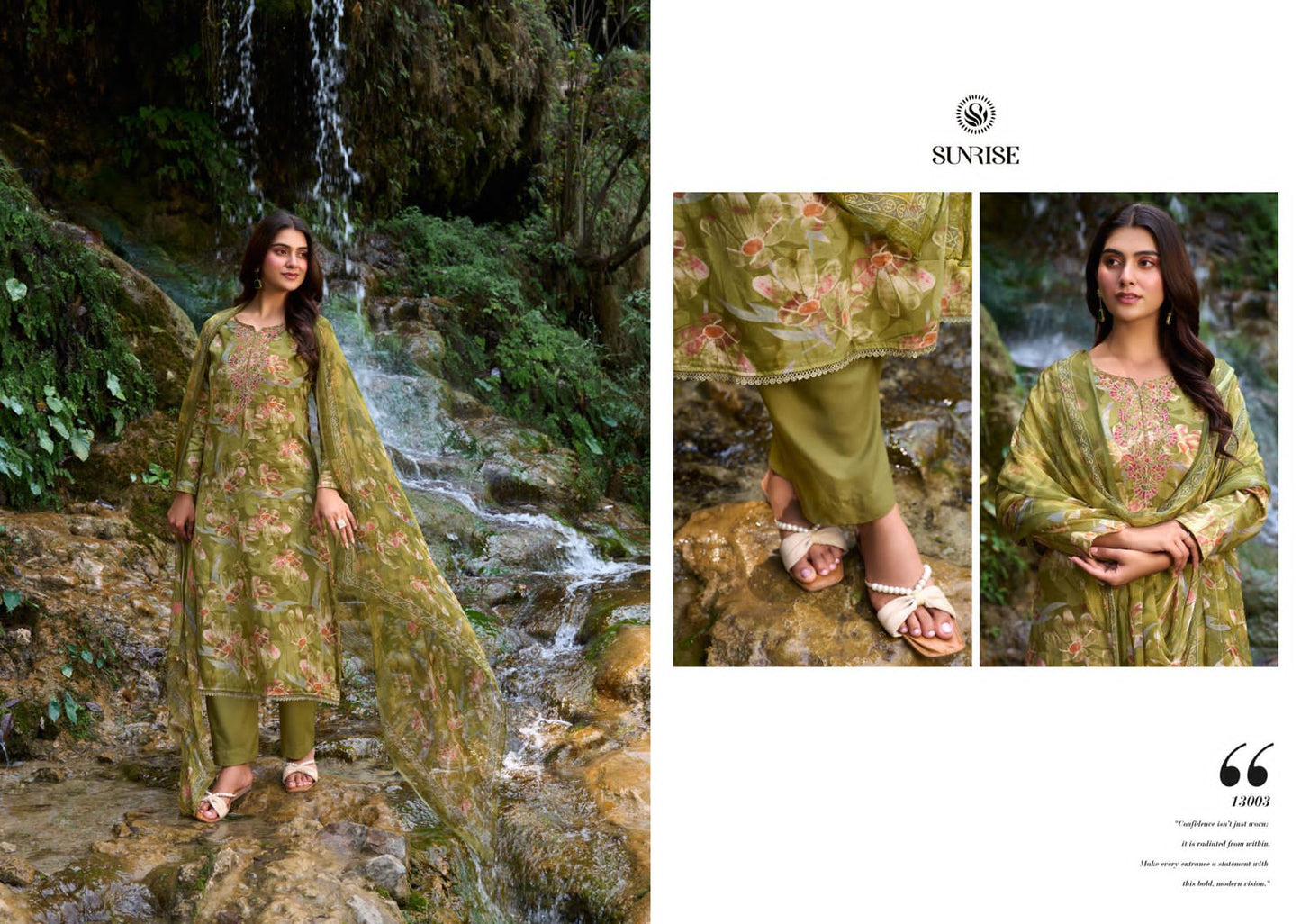 Sania Vol 13 Sunrise Jam Satin Pant Style Suits Supplier