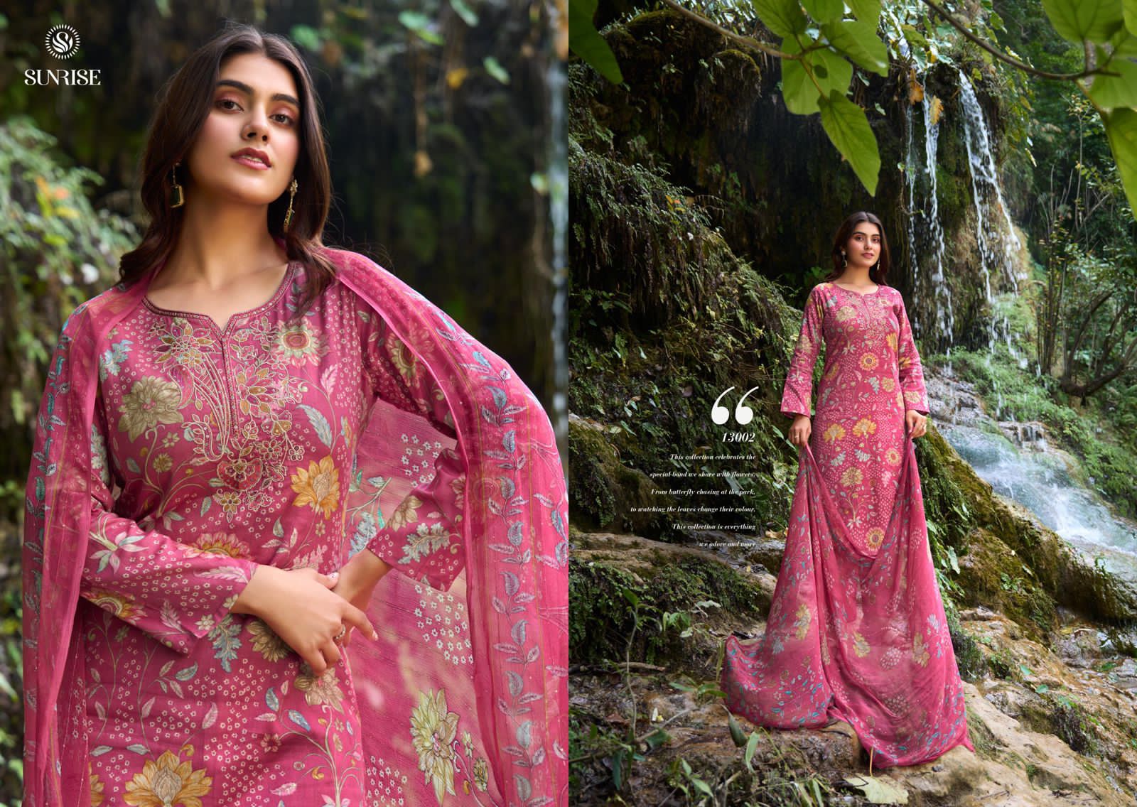 Sania Vol 13 Sunrise Jam Satin Pant Style Suits Supplier