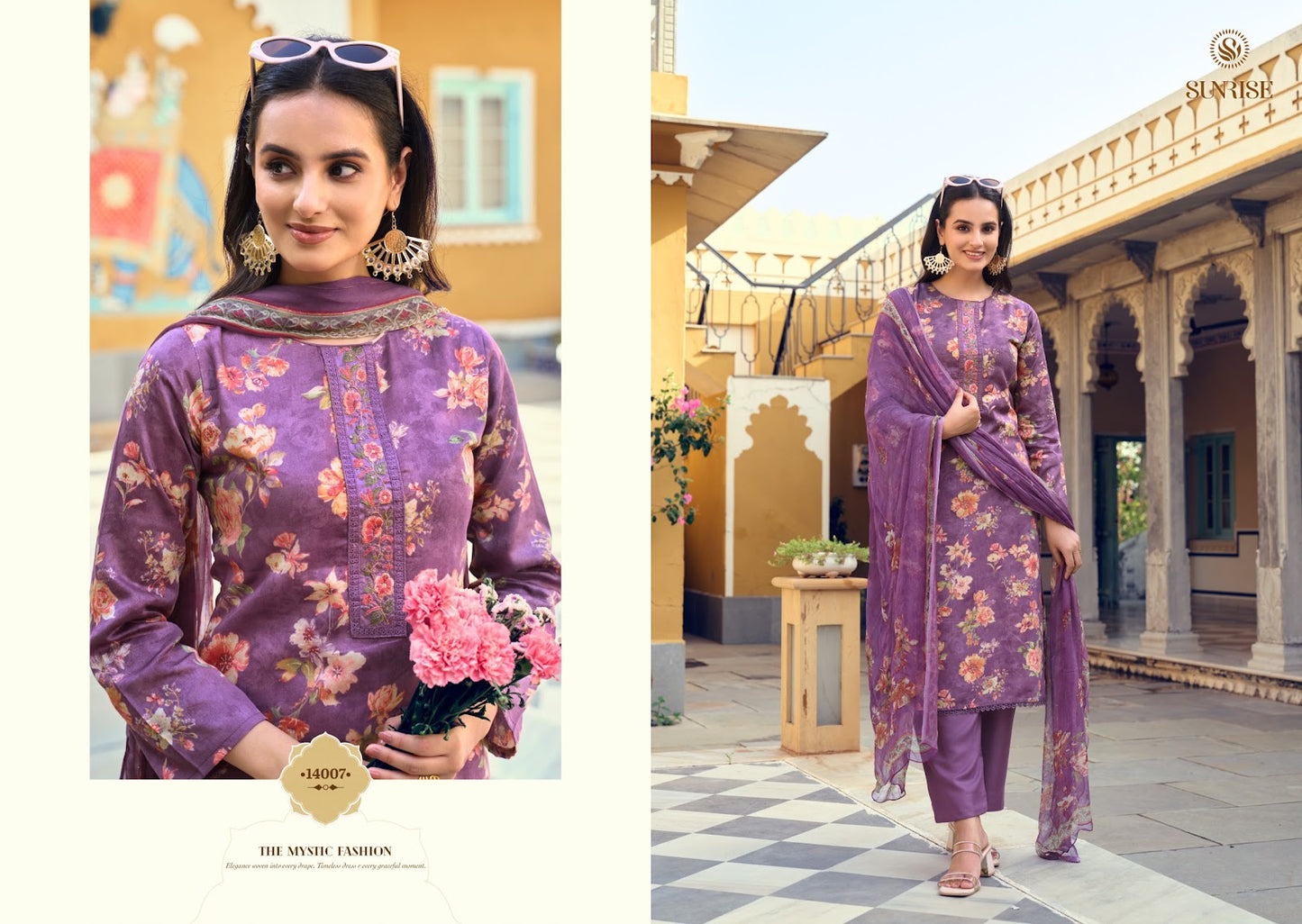 Sania Vol 14 Sunrise Jam Satin Pant Style Suits Wholesale Price