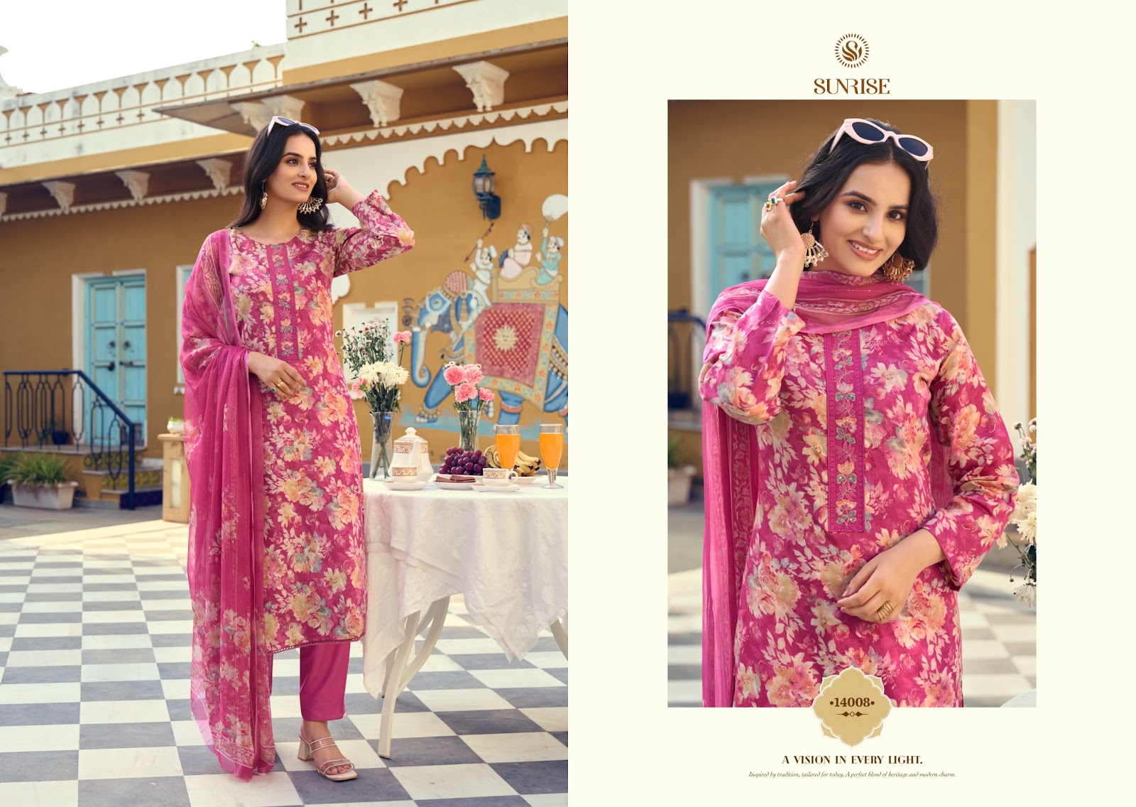 Sania Vol 14 Sunrise Jam Satin Pant Style Suits Wholesale Price