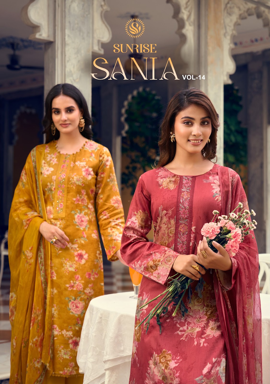 Sania Vol 14 Sunrise Jam Satin Pant Style Suits Wholesale Price