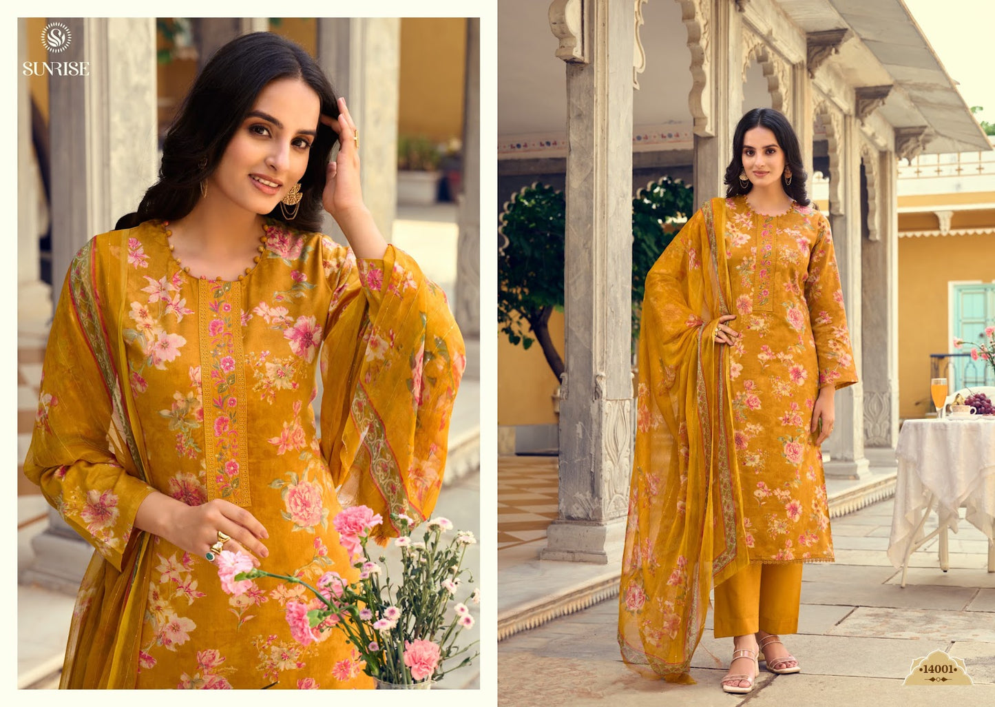Sania Vol 14 Sunrise Jam Satin Pant Style Suits Wholesale Price