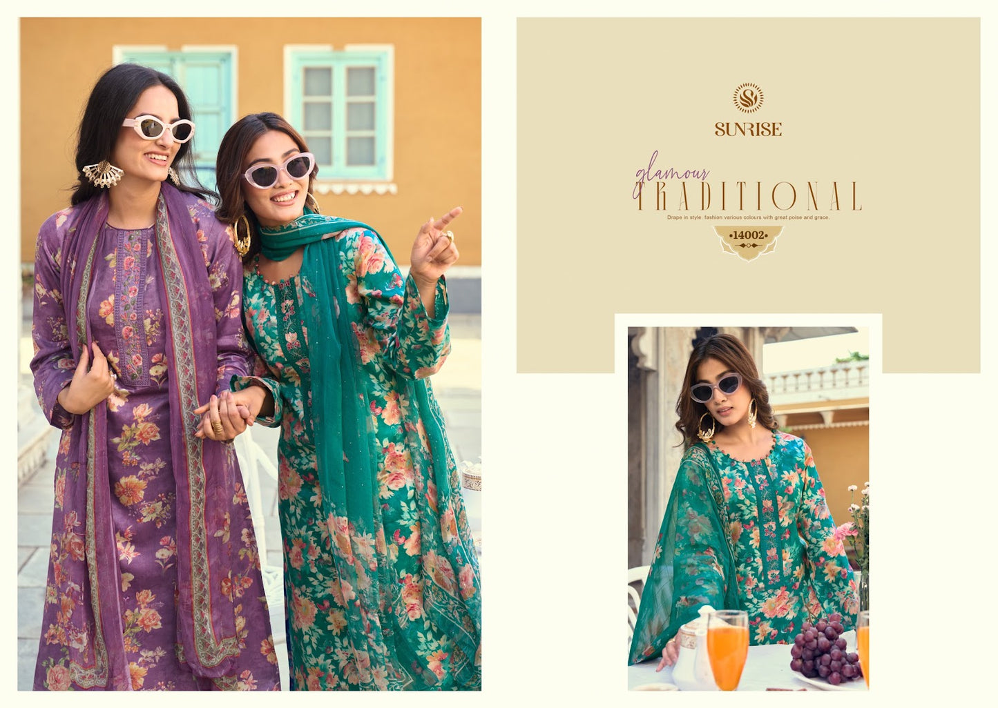 Sania Vol 14 Sunrise Jam Satin Pant Style Suits Wholesale Price