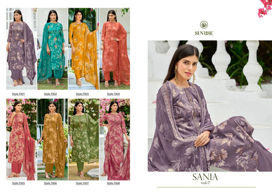 Sania Vol 7 Sunrise Jam Satin Pant Style Suits Exporter Gujarat